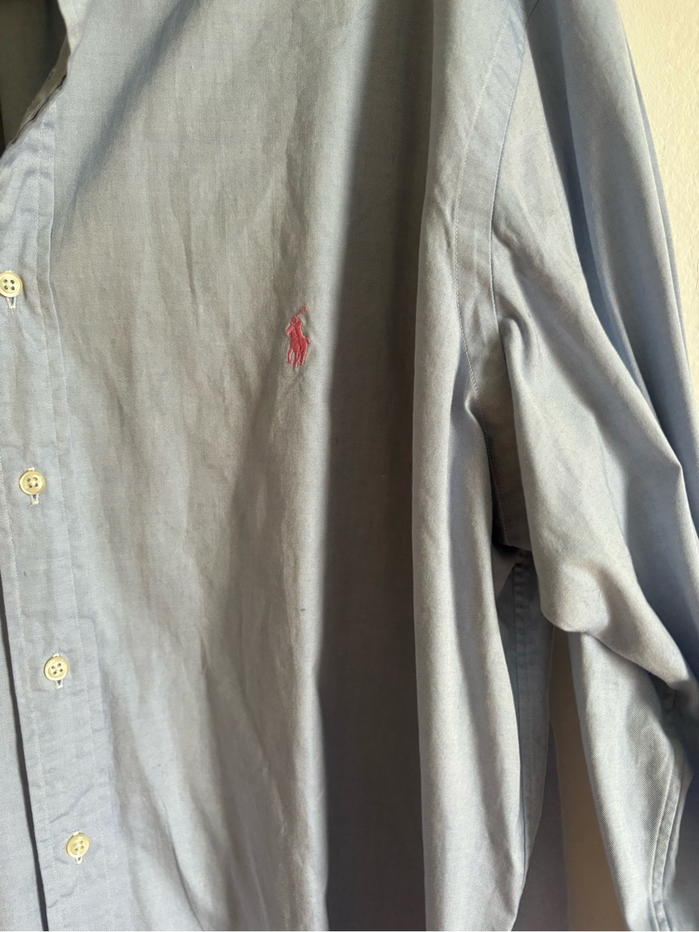 Ralph Lauren Sz 18 Vintage Classic Fit Baby Blue Cotton Button Front Shirt - Picture 8 of 10